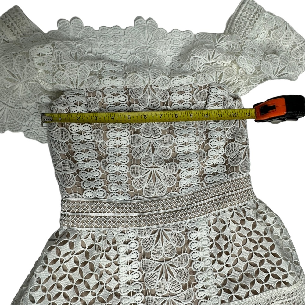 SELF-PORTRAIT Off-the-shoulder guipure Lace Mini Dress 2 ivory - Picture 15 of 16